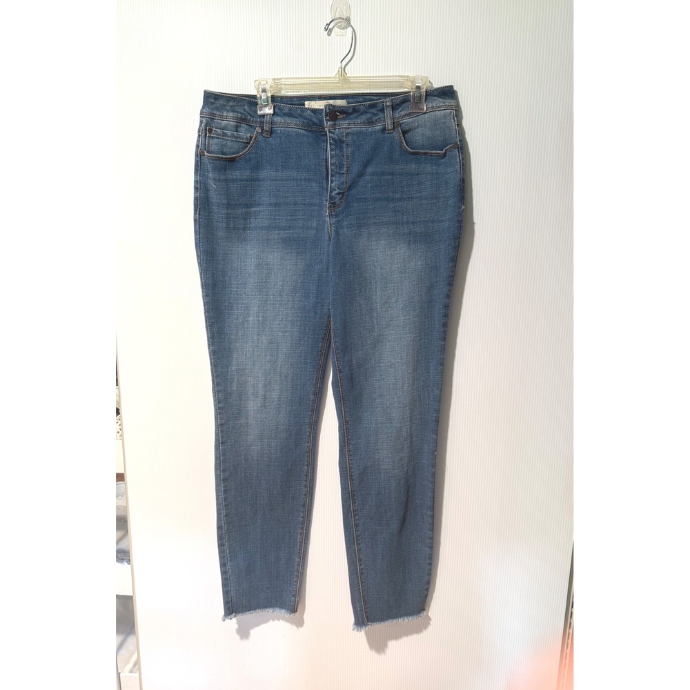 Est 1946 Denim Womens 14 Skinny Jeans Raw Hem Crop Stretch Medium Wash Ankle‎